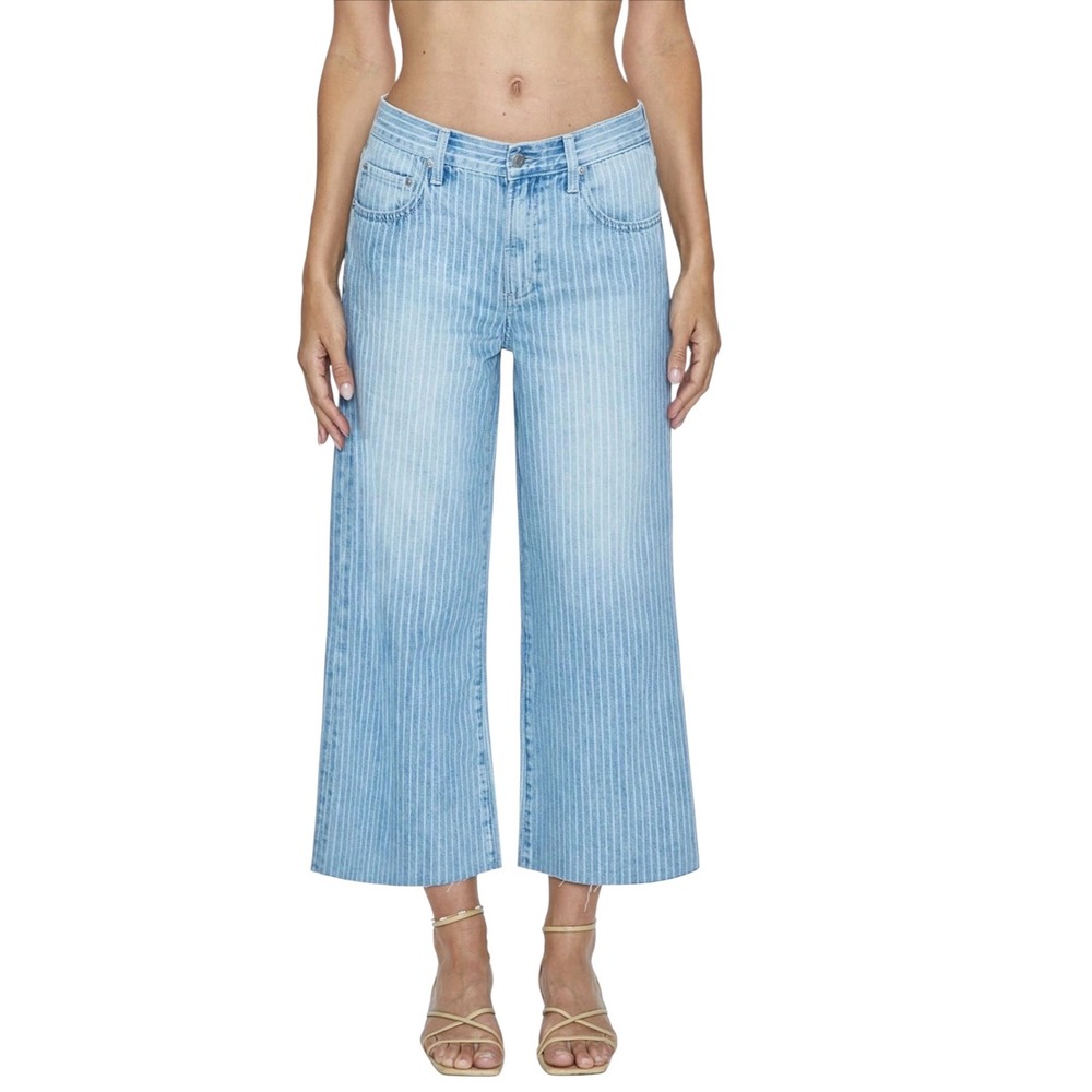 Pistola Jadyn Low Slung Palazzo Jeans Canopy Stripe Blue White Size 30